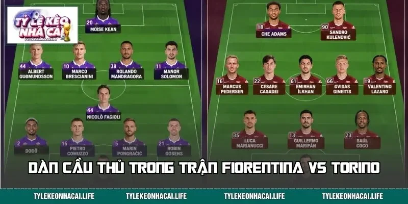 Dàn cầu thủ trong trận Fiorentina vs Torino