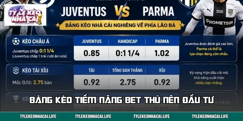 Bảng kèo tiềm năng bet thủ nên đầu tư