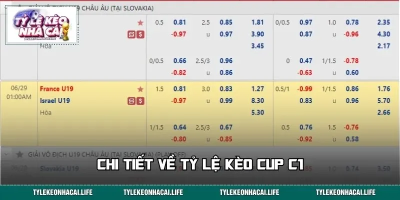 Chi tiết về tỷ lệ kèo Cup C1