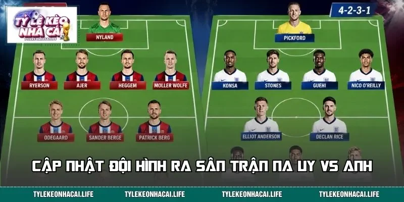 Cập nhật đội hình ra sân trận Na Uy vs Anh